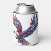 Cartoon van een adelaar, 4 juli concept blikjeskoeler (Blikje Achterkant)