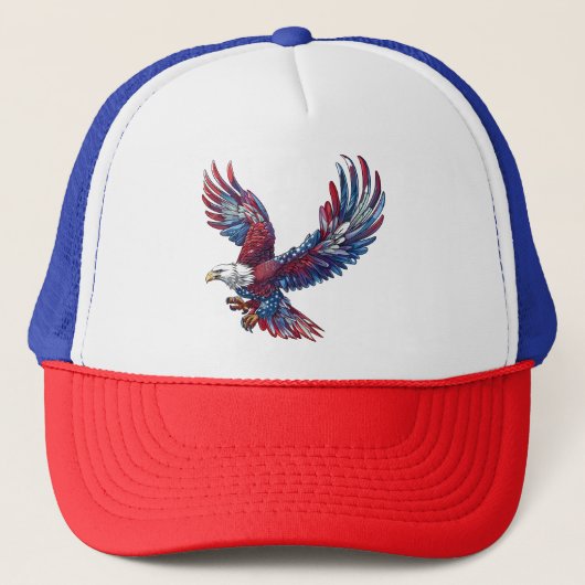 Cartoon van een adelaar, 4 juli concept trucker pet (Voorkant)