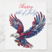 Cartoon van een adelaar, 4 juli concept wijn etiket (Enkel label)