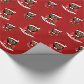 Cartoon van een Afrikaans Amerikaans kerstmeisje Cadeaupapier (Hoek)