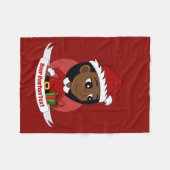 Cartoon van een Afrikaans Amerikaans kerstmeisje Fleece Deken (Voorkant (Horizontaal))