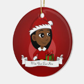 Cartoon van een Afrikaans Amerikaans kerstmeisje Keramisch Ornament (Links)