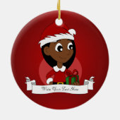 Cartoon van een Afrikaans Amerikaans kerstmeisje Keramisch Ornament (Achterkant)