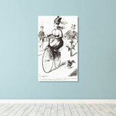 Cartoon van een dame op een Velocipede, 1869 Canvas Afdruk (Insitu (Houten vloer))