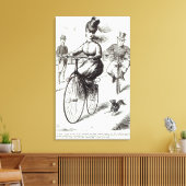 Cartoon van een dame op een Velocipede, 1869 Canvas Afdruk (Insitu (Woonkamer))