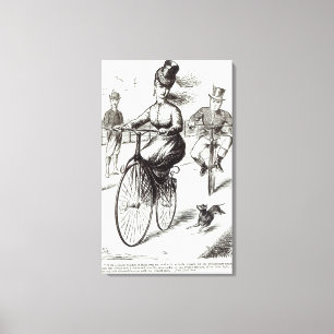 Cartoon van een dame op een Velocipede, 1869 Canvas Afdruk