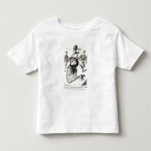 Cartoon van een dame op een Velocipede, 1869 Kinder Shirts