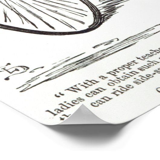 Cartoon van een dame op een Velocipede, 1869 Poster (Hoek)