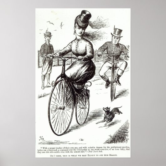 Cartoon van een dame op een Velocipede, 1869 Poster (Voorkant)