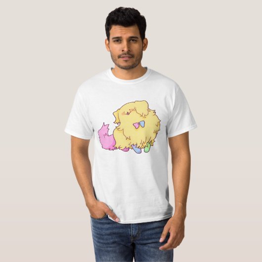 cartoon van een hond en een poppenwagen t-shirt (Voorkant volledig)