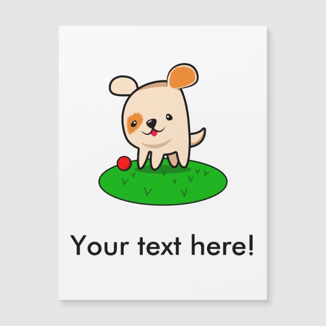 Cartoon van een kotterende puppy (Voorkant)