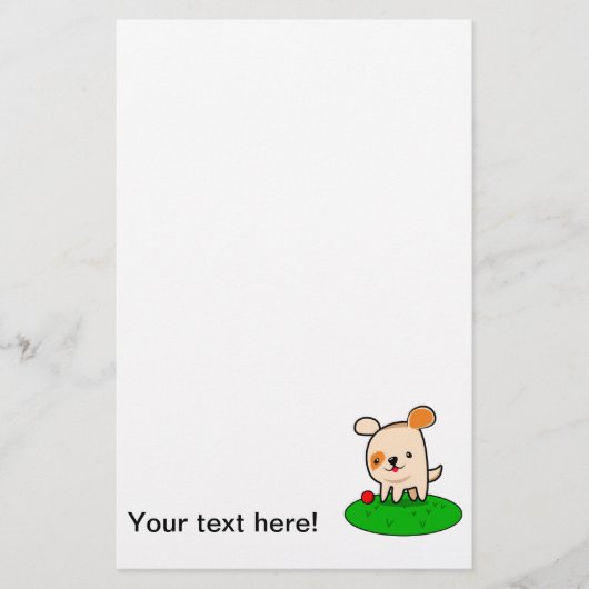 Cartoon van een kotterende puppy briefpapier (Voorkant)