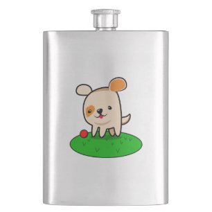 Cartoon van een kotterende puppy flacon
