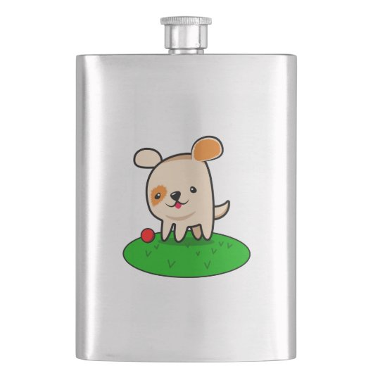 Cartoon van een kotterende puppy flacon (Voorkant)