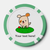 Cartoon van een kotterende puppy poker chips (Achterkant)