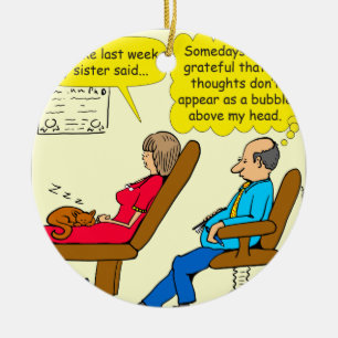 cartoon van een particuliere gedachtenbellentherap keramisch ornament