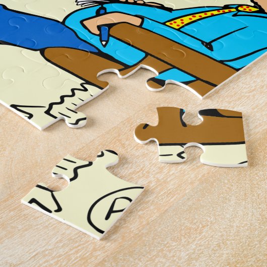 cartoon van een particuliere gedachtenbellentherap legpuzzel (Zijkant)