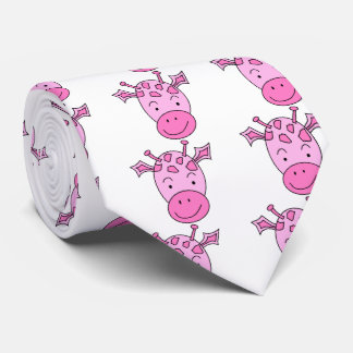 Cartoon van een roze Giraffe Stropdas