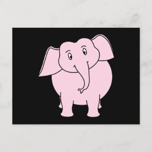 Cartoon van een roze olifant briefkaart