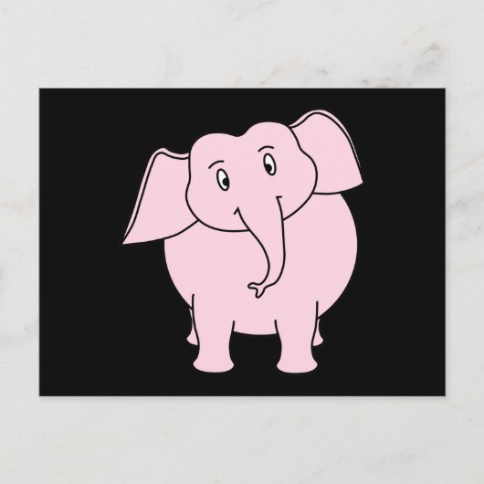 Cartoon van een roze olifant briefkaart (Voorkant)