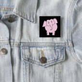 Cartoon van een roze olifant vierkante button 5,1 cm (In situ)