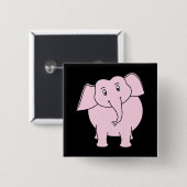 Cartoon van een roze olifant vierkante button 5,1 cm (Voorkant /achterkant)