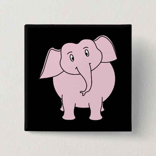 Cartoon van een roze olifant vierkante button 5,1 cm (Voorkant)