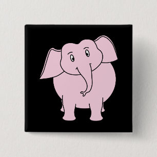 Cartoon van een roze olifant vierkante button 5,1 cm