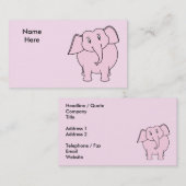 Cartoon van een roze olifant visitekaartje (Voorkant / Achterkant)