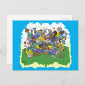 Cartoon van een Rugby match. Briefkaart (Voorkant / Achterkant)