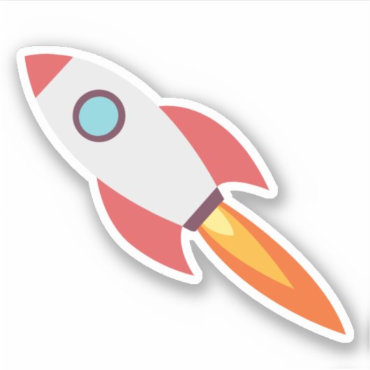 Cartoon van een ruimteraket sticker (Voorkant)