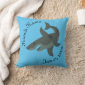 Cartoon van een Scary Great White Shark Classic Ro Kussen (Deken)
