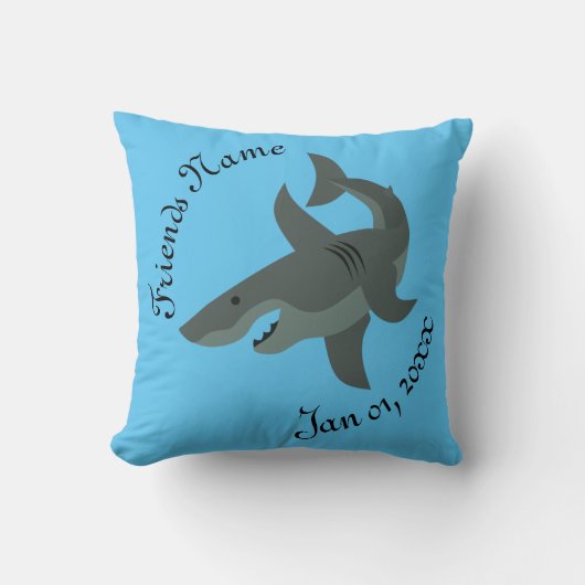 Cartoon van een Scary Great White Shark Classic Ro Kussen (Voorkant)