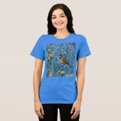 Cartoon van een westelijke graspieper omringd 1 Tri-Blend shirt (Voorkant volledig)