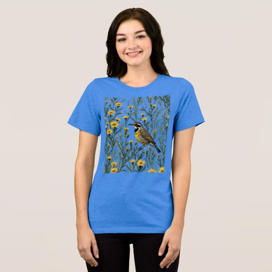 Cartoon van een Westerne weide omringt 1 Tri-Blend Shirt (Voorkant volledig)