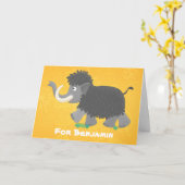 cartoon van een wollig mammot kaart (Gele Bloem)