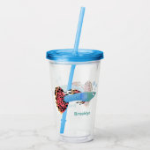 Cartoon van fancy guppy tropische vissoorten acryl drinkbeker (Achterkant)