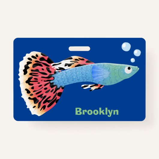 Cartoon van fancy guppy tropische vissoorten badge (Voorkant)