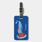 Cartoon van fancy guppy tropische vissoorten bagagelabel (Voorkant verticaal)