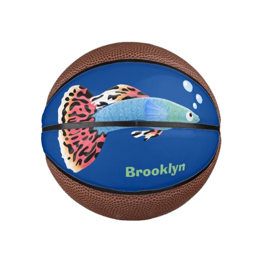 Cartoon van fancy guppy tropische vissoorten basketbal (Voorkant)