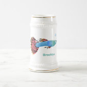 Cartoon van fancy guppy tropische vissoorten bierpul (Center)