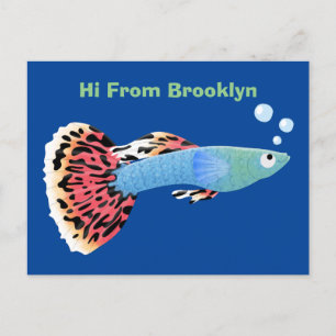 Cartoon van fancy guppy tropische vissoorten briefkaart