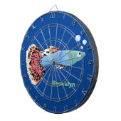 Cartoon van fancy guppy tropische vissoorten dartbord (Voorkant Rechts)