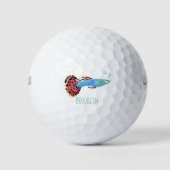 Cartoon van fancy guppy tropische vissoorten golfballen (Voorkant)