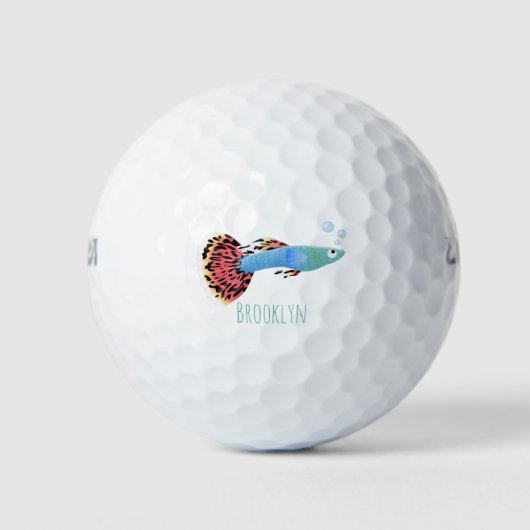 Cartoon van fancy guppy tropische vissoorten golfballen (Voorkant)