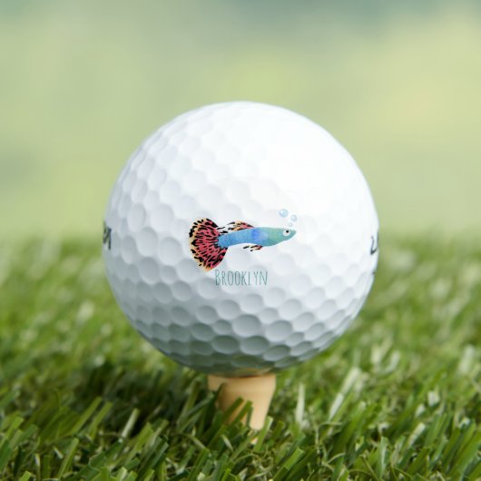 Cartoon van fancy guppy tropische vissoorten golfballen (Insitu Shirt)