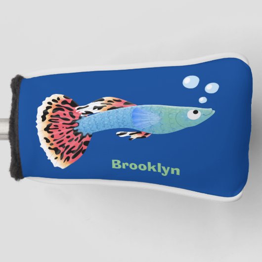 Cartoon van fancy guppy tropische vissoorten golfheadcover (Voorkant)