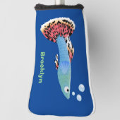 Cartoon van fancy guppy tropische vissoorten golfheadcover (Draai 90)