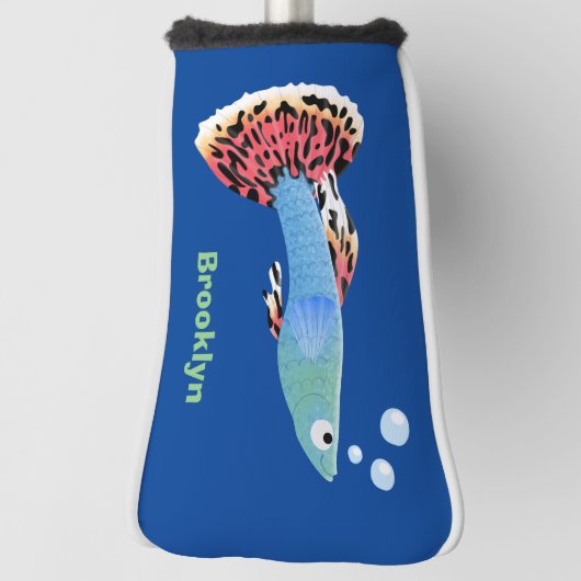 Cartoon van fancy guppy tropische vissoorten golfheadcover (Draai 90)