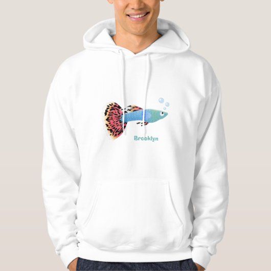 Cartoon van fancy guppy tropische vissoorten hoodie (Voorkant)